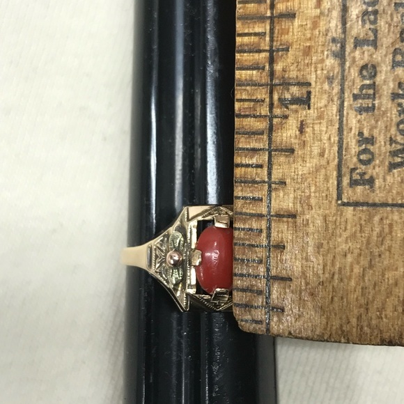 Antique Art Deco 10K Gold Setting Flowers Filigree Decoration Setting Ring 6.25 - Picture 14 of 14